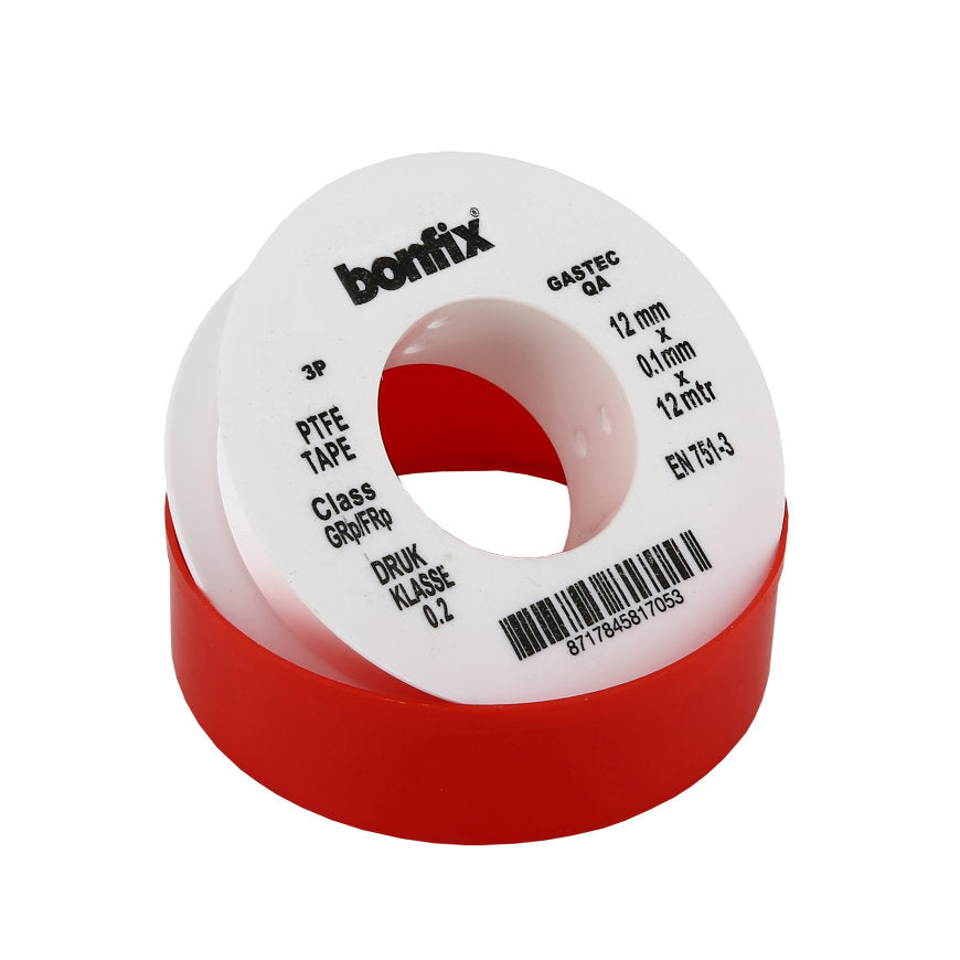 Teflon tape Gastec gekeurd, 12mm breed, 12 meter per rol